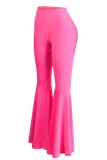 Pink Casual Solid Patchwork Regular High Waist Conventional Solid Color Bottoms