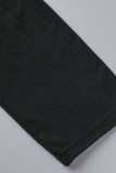 Dieprode casual geruite print patchwork vierkante kraag A-lijn jurken