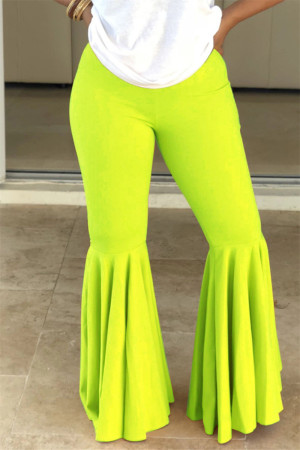 Yellow Casual Solid Patchwork Regular High Waist Conventional Solid Color Bottoms