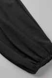 Schwarze sexy feste Patchwork-Schlitz-Kragen-gerade Kleider