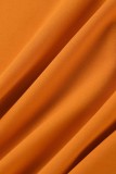 オレンジ セクシー フォーマル ソリッド パッチワーク O ネック ワンステップ スカート ドレス
