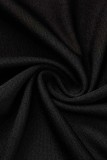 Vestidos pretos sexy estampado patchwork com fenda e gola alta mangas compridas