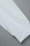 Blanco casual estampado patchwork cuello con capucha manga larga dos piezas