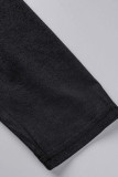 Robes droites noires à imprimé patchwork et col en V