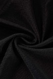 Vestido de noche de un hombro con abertura sin espalda de patchwork sólido formal sexy negro Vestidos