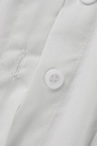 Белое сексуальное повседневное однотонное платье-рубашка в стиле пэчворк с отложным воротником, платья