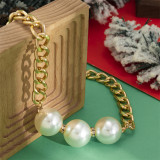 Collares de perlas con retazos geométricos de fiesta diario dorado