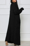 Prendas de abrigo de patchwork sólido casual negro