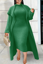 Ink Green Street Solid Bandage Patchwork Plus Size Due pezzi