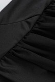 Vestidos de noite preto sexy formal sólido patchwork sem costas fenda oblíqua colarinho vestidos