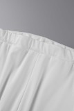 Белые сексуальные повседневные однотонные лоскутные асимметричные спинки с открытой спиной на одно плечо с длинным рукавом из двух частей