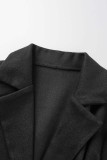 Серый повседневный однотонный кардиган с отложным воротником, верхняя одежда