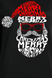 Grey Daily Vintage Santa Claus Patchwork Letter Tops