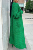 Prendas de abrigo de patchwork sólido casual verde