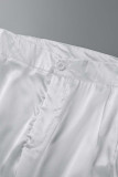Blanco sexy sólido vendaje patchwork cuello vuelto manga larga dos piezas