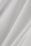 Witte elegante effen patchwork off-shoulder avondjurkjurken