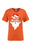 T-shirt con scollo O lettera stampa vintage arancione Street