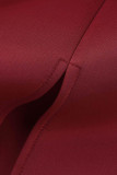 Vestidos de noite vermelhos sexy formais sólidos com retalhos transparentes com decote em V