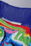 Цветной сексуальный принт в стиле пэчворк с квадратным воротником и длинными рукавами