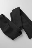Negro elegante patchwork sólido fuera del hombro una línea de vestidos