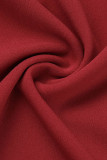 Robes droites à col rond en patchwork de gland solide rouge sexy