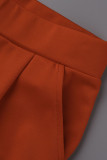 Orange Casual Solid Patchwork V-Ausschnitt Langarm Zweiteiler