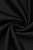 Черные повседневные однотонные лоскутные платья принцессы с круглым вырезом