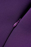 Purple Elegant Solid Patchwork Flounce Oblique Collar Evening Dress Dresses