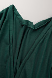 Зеленая сексуальная однотонная лоскутная водолазка с разрезом и длинным рукавом из двух частей