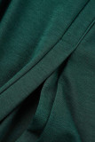 Grön Sexig Solid Patchwork Slit Turtleneck Långärmad Två delar