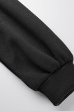 Kaki Casual Sportswear Solid Patchwork O-hals långärmad två delar