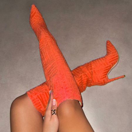 Orange Casual Daily Patchwork Solid Color Pointed Keep Warm Comfortable Shoes