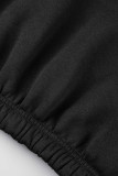 ブラック カジュアル スポーツウェア ソリッド パッチワーク O ネック 長袖 ツーピース