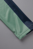Purple Casual Sportswear Print Patchwork Zipper Cardigan Collar Long Sleeve Two Pieces