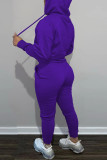 Темно-фиолетовый Повседневный сплошной лоскутный воротник с капюшоном и длинным рукавом из двух частей