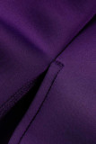 Abiti da sera con colletto obliquo in patchwork solido elegante viola