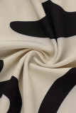 Robes décontractées noires à col rabattu à imprimé patchwork