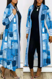 Prendas de abrigo con cuello de cárdigan de retazos con estampado informal de albaricoque