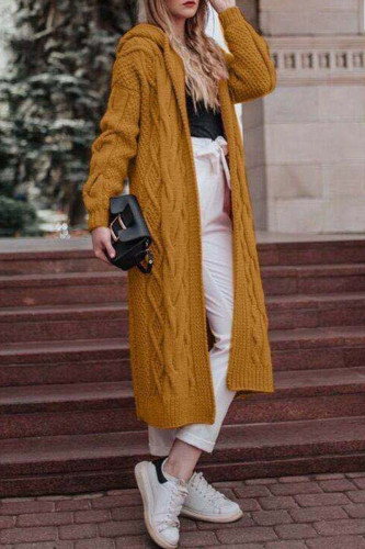 Ginger Casual Solid Patchwork Hooded Collar Outerwear