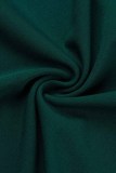 Grön Casual Solid Patchwork med rosett O-hals långa klänningar
