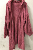 Vêtement d'extérieur à col à capuche en patchwork uni décontracté rose