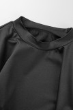 Черные повседневные однотонные платья с длинным рукавом и вырезом на спине с вырезом на спине