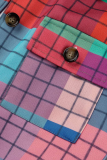 Tops de cuello vuelto de retazos de tela escocesa informal multicolor