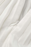 Folão branco casual patchwork sólido meia manga longa gola alta duas peças