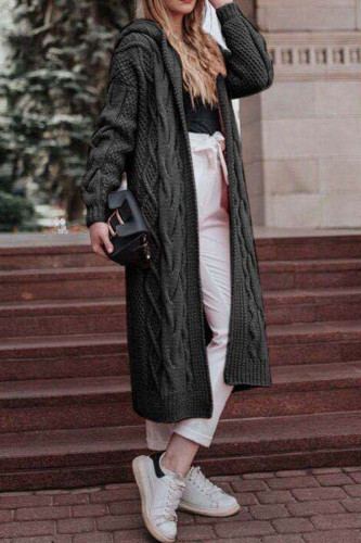 Dark Gray Casual Solid Patchwork Hooded Collar Outerwear