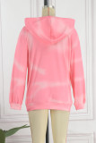 Roze Casual Brief Print Basic Hooded Kraag Tops