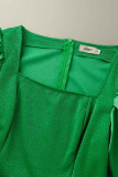 Grön Elegant Solid Patchwork Fyrkantig krage Pennskjolklänningar