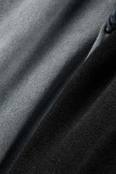 Vaqueros de mezclilla regulares de cintura alta en contraste de patchwork casual negro