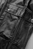 Patchwork sólido casual con cinturón cintura alta lápiz parte inferior de color sólido