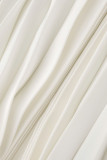 Due pezzi manica lunga a collo alto a mezzaluna casual tinta unita balza piegata bianca